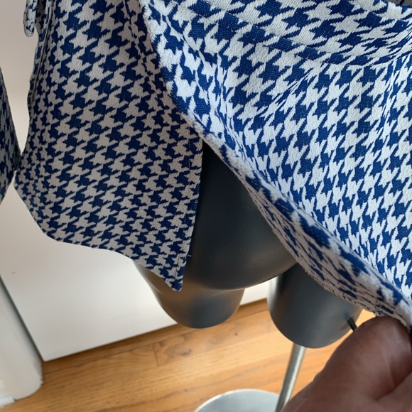 Vintage 1970's White STage Polyester Blazer - Blue & White Houndstooth - Picture 5 of 12